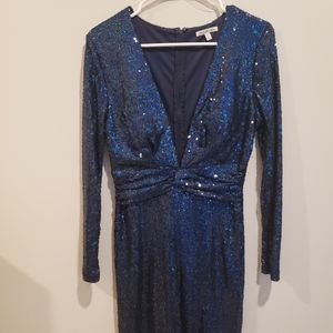Sequined mini dress with plunge neckline
